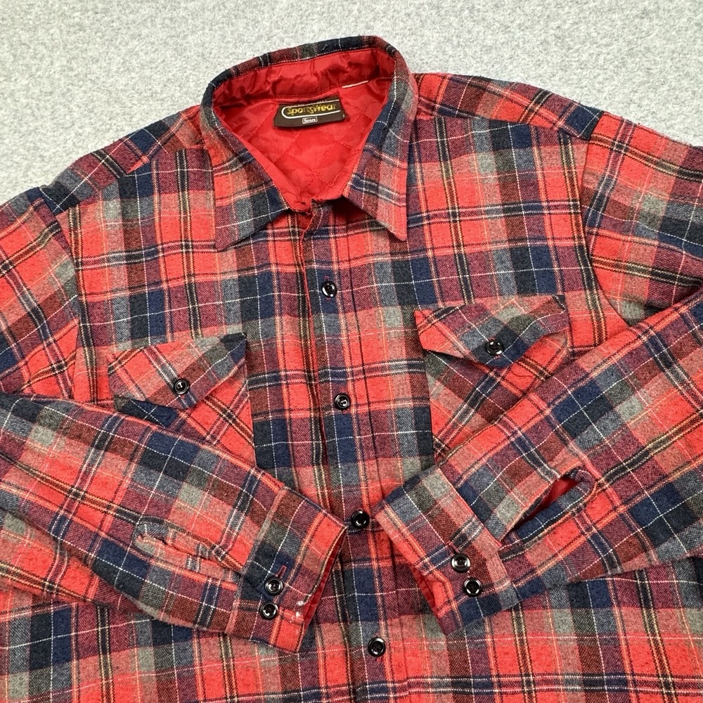 VTG 90s Sears Sportswear Insulated Shirt Jacket Mens XL Tall‎ Flannel Shacket